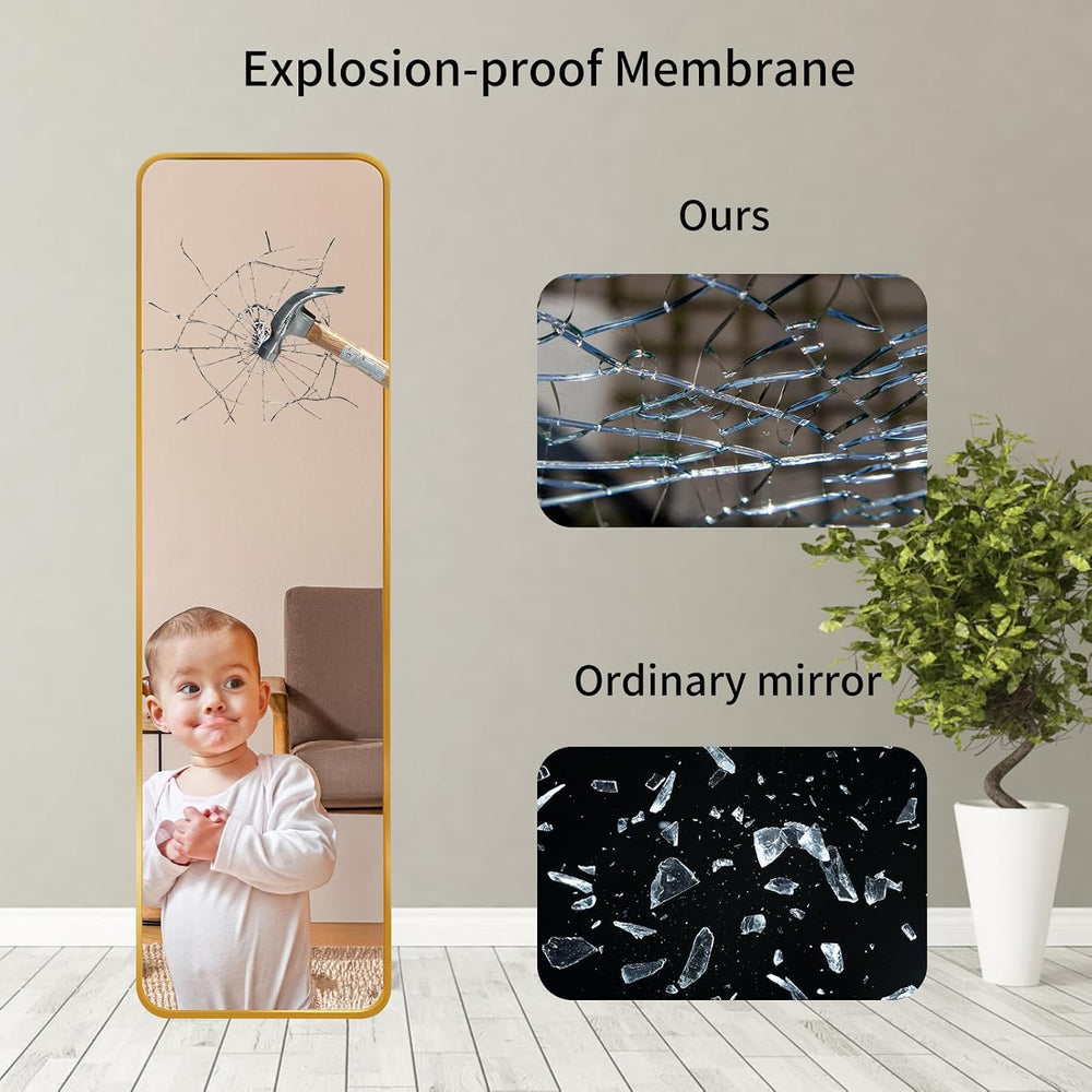 Giftgarden 47"x14" Gold Full Length Mirror Aluminum Framed, Modern ...