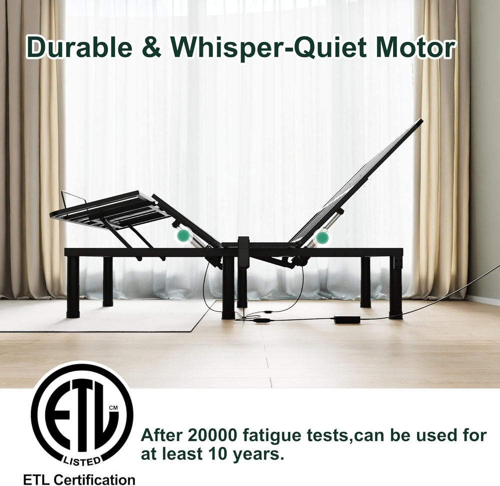 SunsGrove Full Adjustable Bed Frame, Wired Remote Control, Independent Head a...
