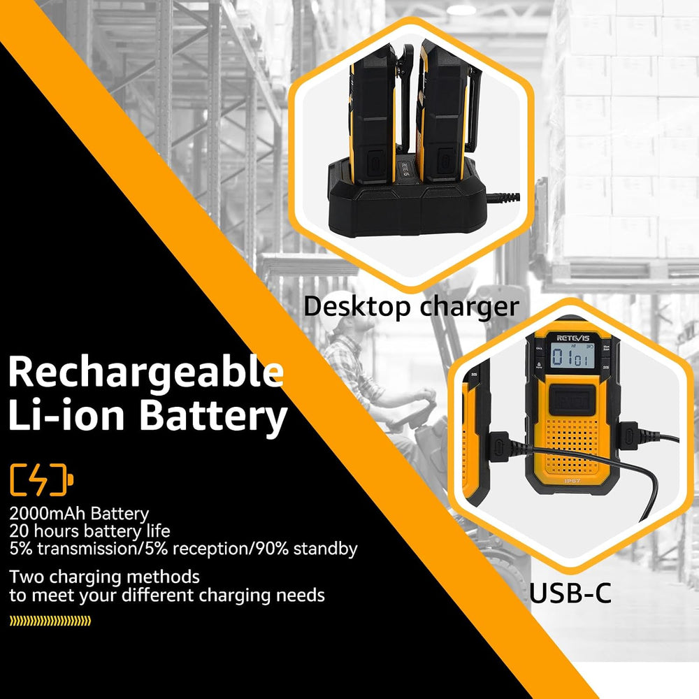 Retevis RB48 2 Way Radio Long Range, IP67 Waterproof Walkie Talkies Adults