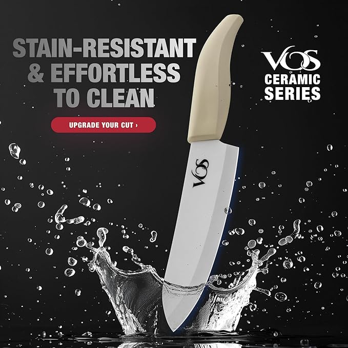 Vos ceramic knives set for kitchen in gift box, 5 ceramic knife
