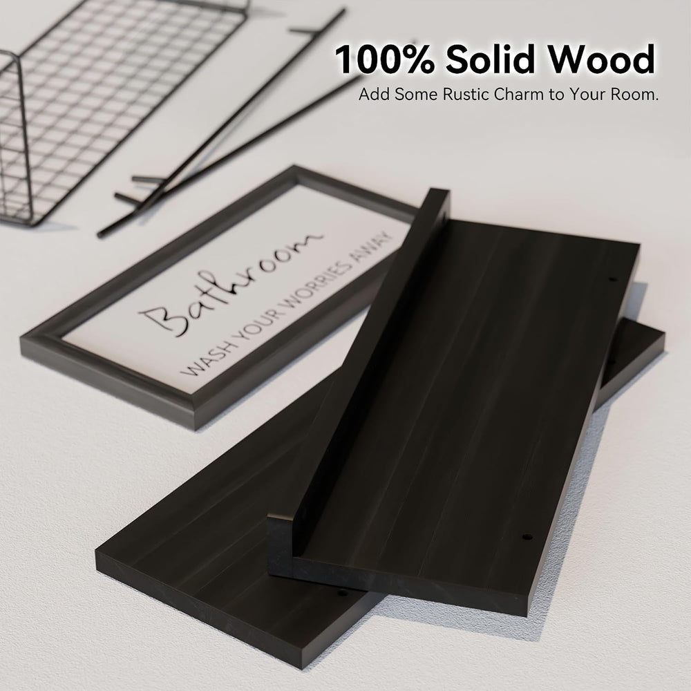 WOPITUES Floating Shelves for Bathroom Decor Art, Modern Black