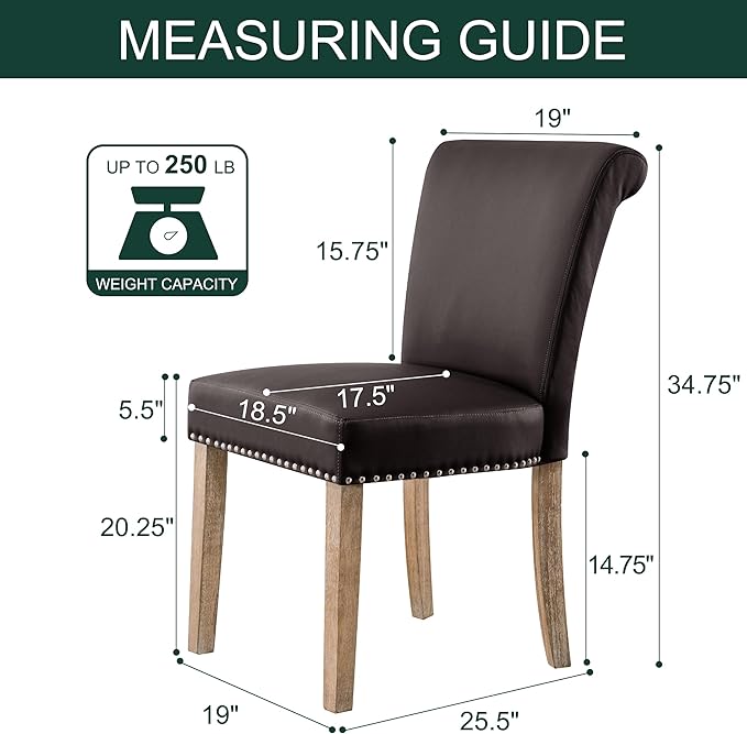 CHUN YI Dining Chairs Set of 4, Faux Leather Upholstered Dining Room Chairs w...