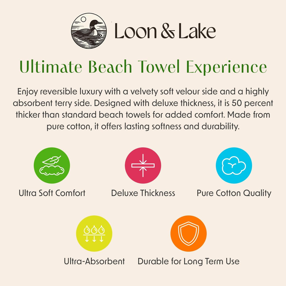 Loon & Lake Luxury Beach Towels Set of 2 - Retro Stripes | | 2 Pack 30&qu...