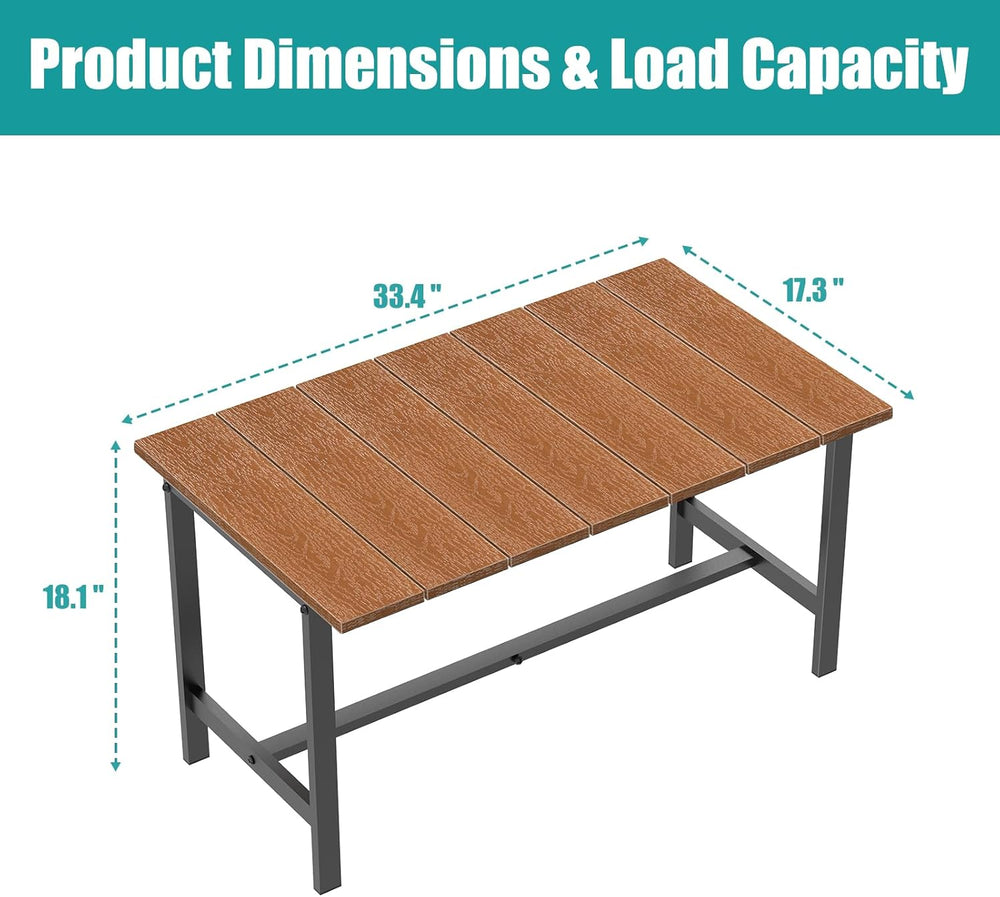 Outdoor Coffee Table, 33.4"L x 17.3"W x 18.1"H Rectangle Weath...