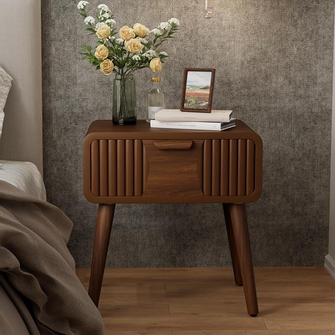 COSIEST Mid Century Modern Nightstand, MCM Vintage Bedside Table with Storage...