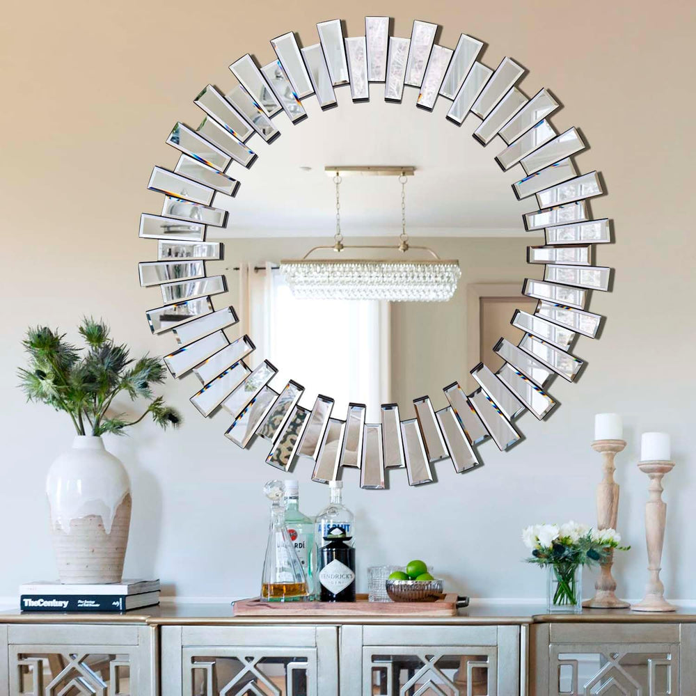 Chende Modern Decorative Round Mirror, 36'' x 36'' with Bevel...