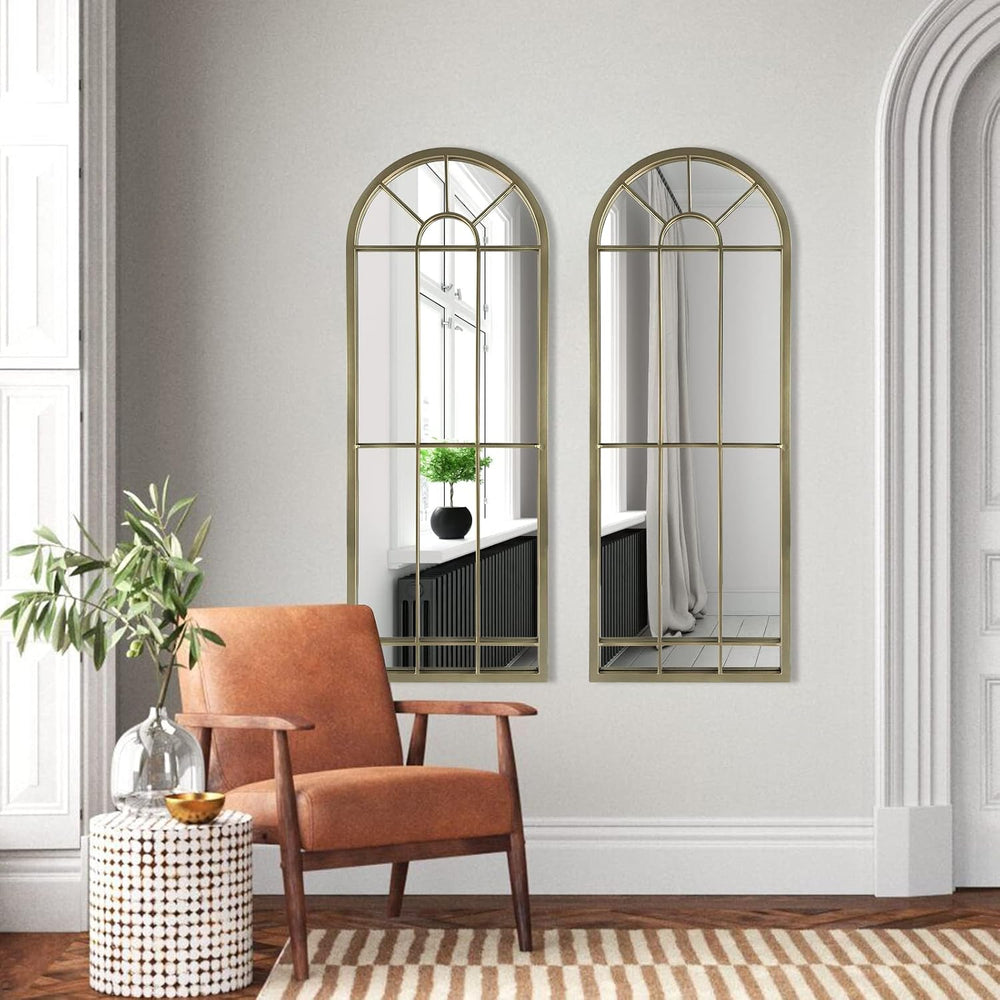 HQiJun Wall Mirror Window Decorative Mirrors Arched Farmhouse for Living Room...