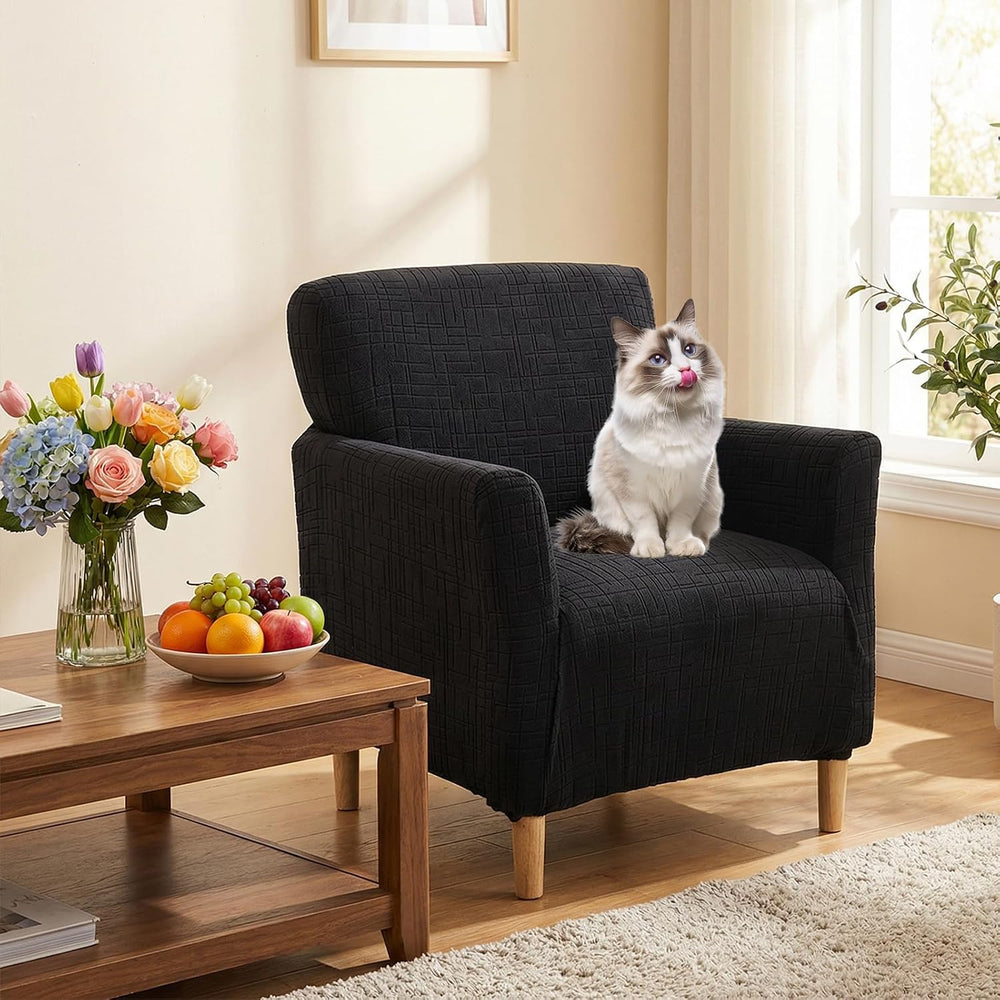 KRFOONN Chair Covers with Arms Armchair Slipcover for Living Room, Black