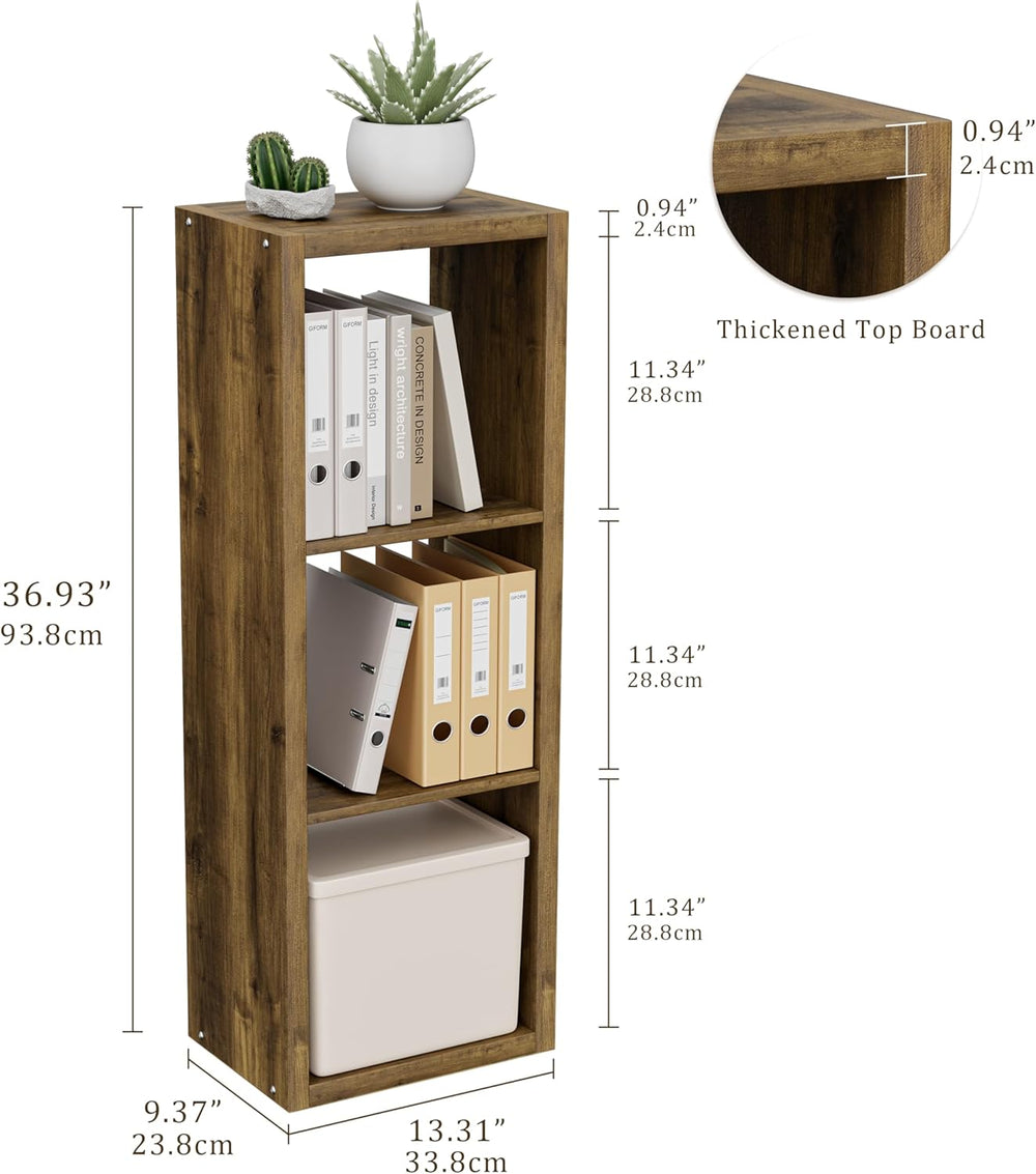 Cube Storage Organizer Bookcase, 3 Tier Decorative 11 inch Open Back Cubical ...