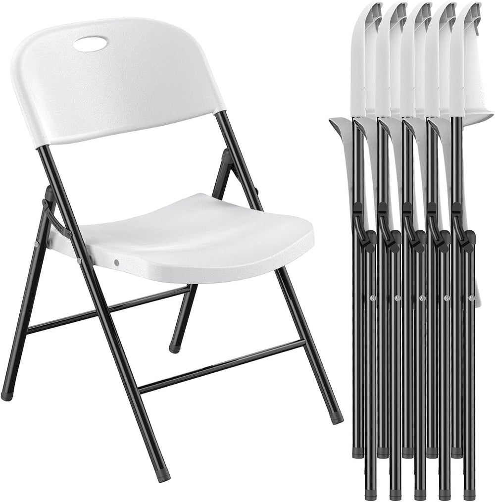 Nazhura 350 Weight Limit Heavy Duty Plastic Folding Chair with Reinforced Ste...