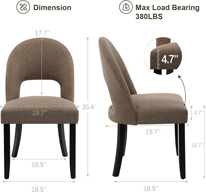 Upholstered Dining Chairs Set of 4, Mid Century Modern Dining Kitchen Chairs ...