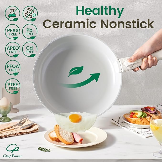 Chef Power Ceramic Nonstick Pots and Pans Set 19 Piece