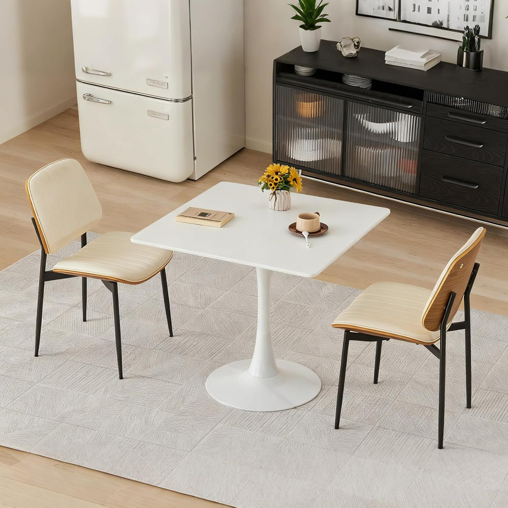 Square Dining Table, 31.5" Tulip Table with Thickened Tabletop & Met...