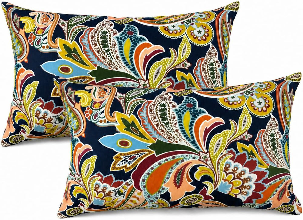 Pack of 2 Patio Lumbar Pillows 12"x20" | Fade Resistant Outdoor Wat...