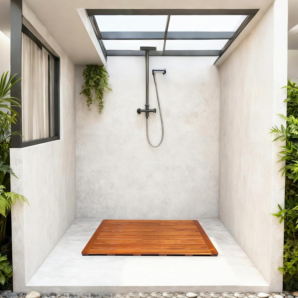Utoplike Teak Bath Mat, Large Wood Shower Mats for Bathroom, 31.7 x17.9 in | ...