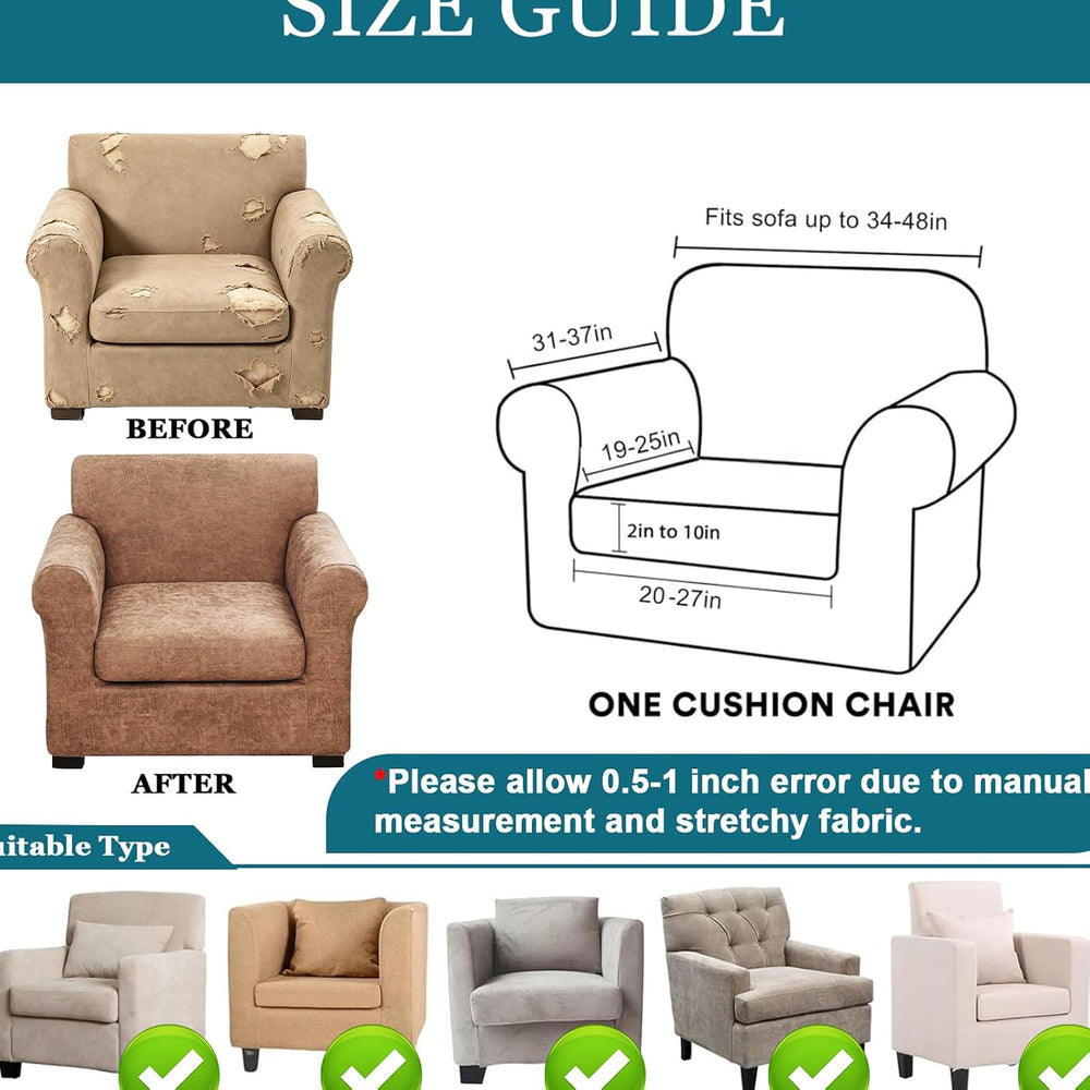 FUANGUI 2 Piece Chair Covers Armchair Arm Covers Chair Couch Covers