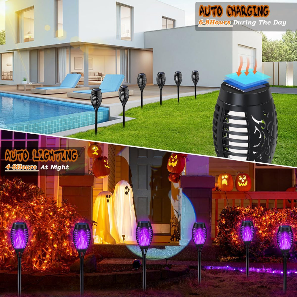 16Pack Purple Solar Halloween Lights for Halloween Decorations Outdoor