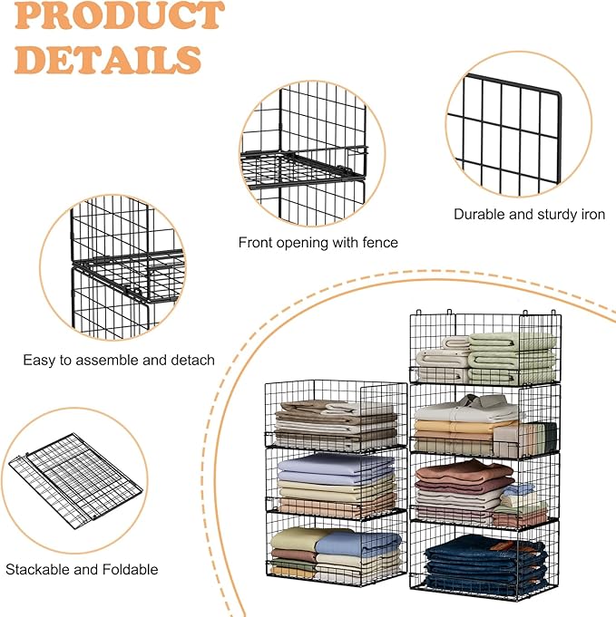 Yociyoga 7-Tier Stackable Closet Organizers and Storage Shelves, Foldable