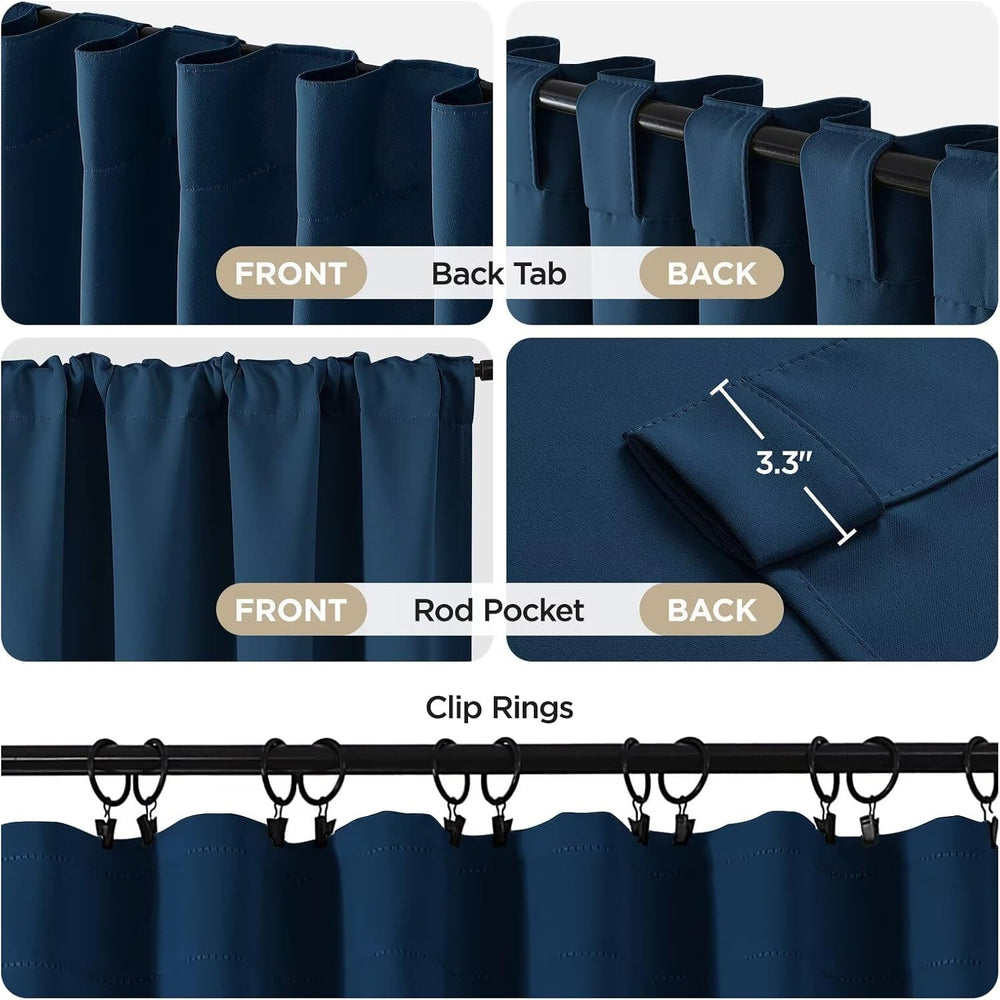 Joydeco Blackout Curtains 96 Inches Long, Thermal Insulated Black Out Curtain...