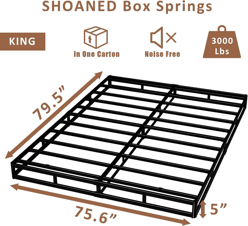 SHOANED King Size Box Springs - 5 Inch Low Profile Mattress Foundation No Noi...