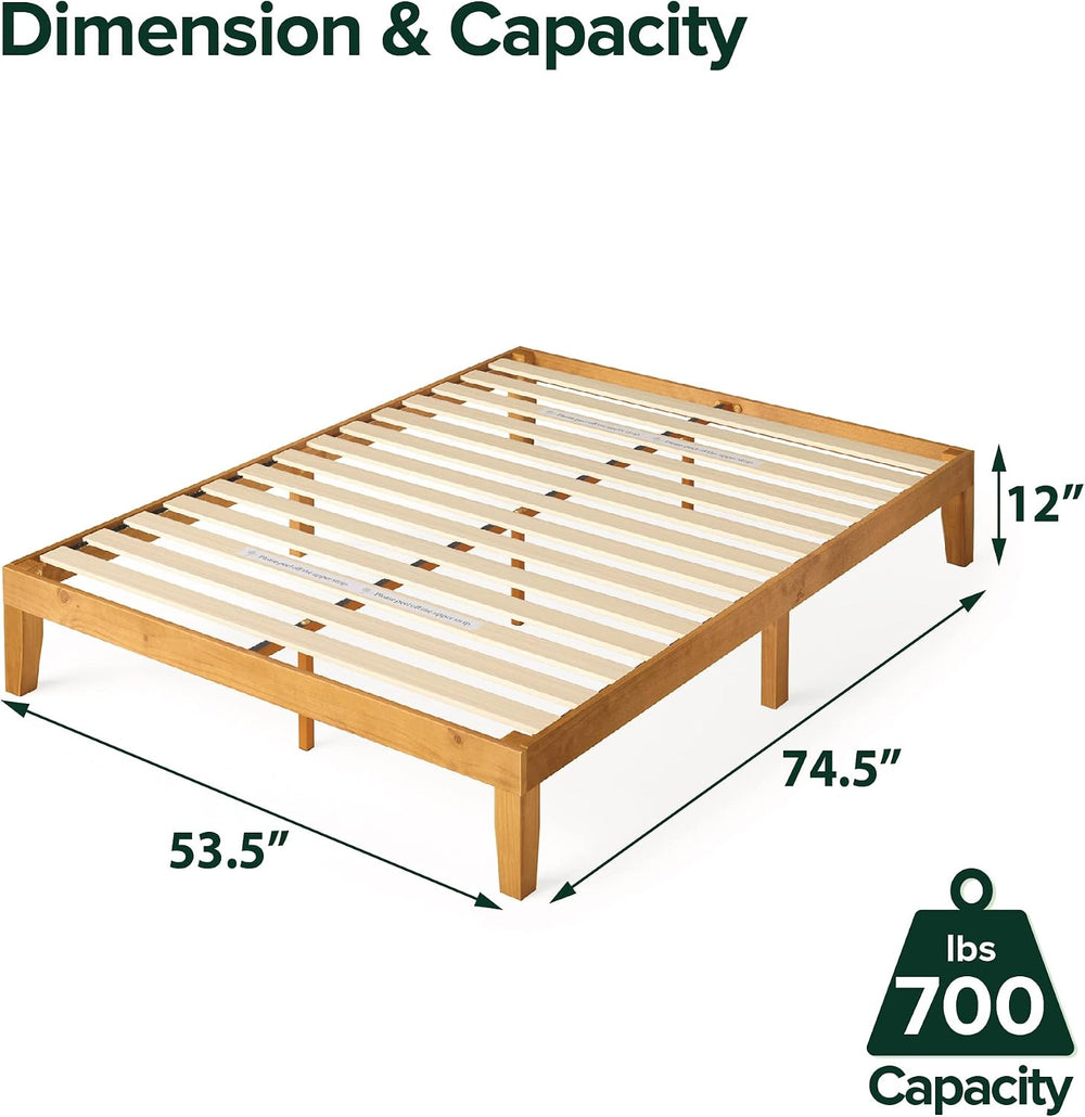 Zinus Alexia Wood Platform Bed Frame, Solid Wood Foundation, No Box Spring Ne...