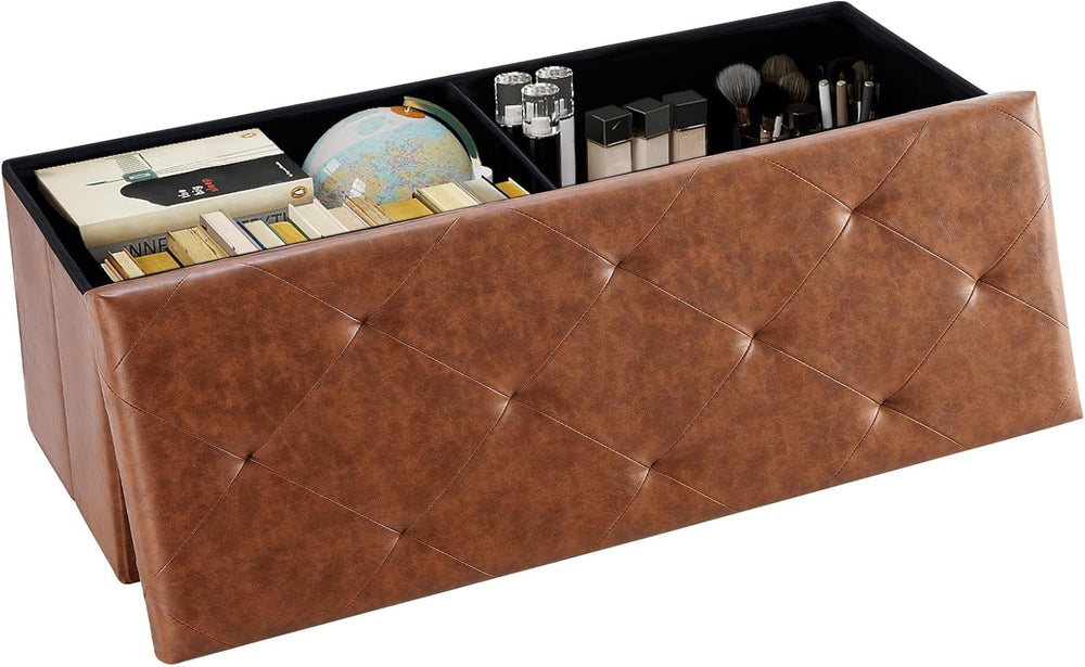DUMOS 43 Inch Folding Storage Ottoman Bench, Large Ottoman with Storage | Sto...