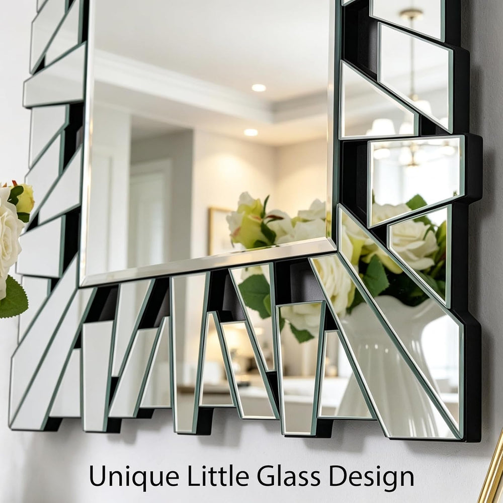 40" x 28" Large Wall Mirror with Glass Frame for Living Room