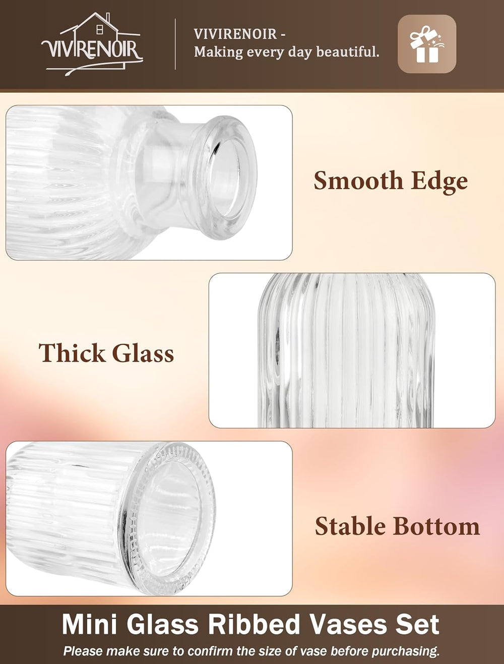 Glass Bud Vases Set of 24 Small Flower Vase in Bulk Mini Ribbed Clear VaseS