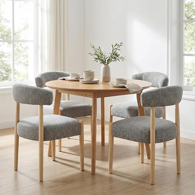 VKNOW Wooden Dining Chairs Set of 2, Modern Upholstered Dining Room Chairs wi...
