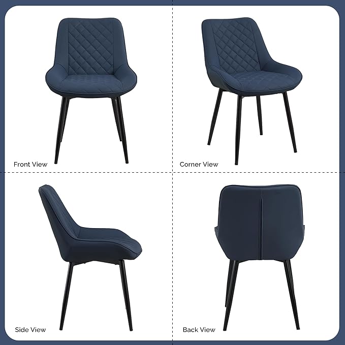Dining Chair Set of 4, Modern Dining Chairs with Thick Cushions, Faux Leather...