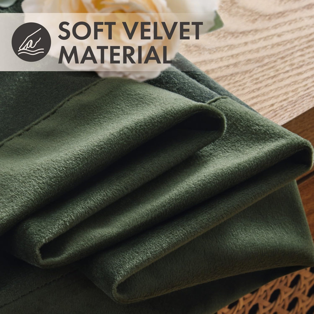 MIULEE Olive Green Velvet Curtains 4 Panels Set Back Tab 40x96 Inch Long