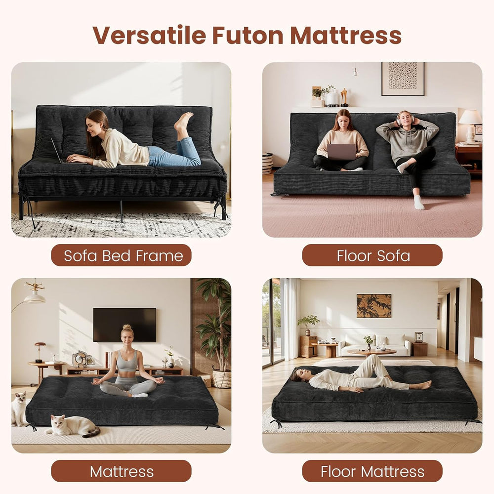 8" Futon Mattress Queen Size,Futons Sofa Couch Bed with Straps, Thick Co...