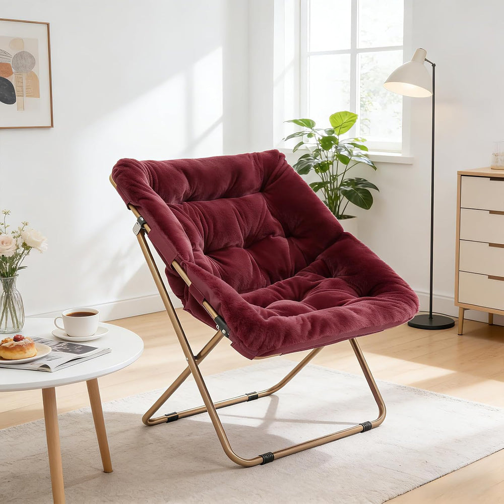 Magshion Folding Saucer Chair for Adults Comfy Lounge Reading Seat Accent Cha...
