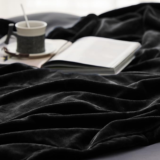 Bedsure GentleSoft Fleece Bed Blankets Large Size Black