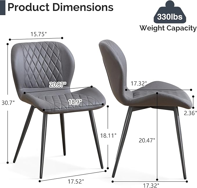 Dining Chairs Set of 6, Comfy Modern Dining Chairs with Thick Cushions, Uphol...