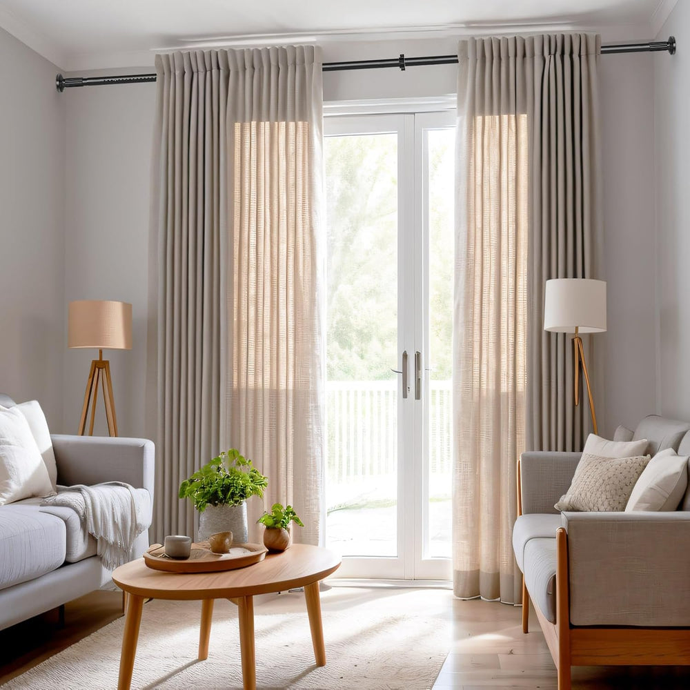 Tension Curtain Rod 51-165In(4.25-13.75Ft), Extra Long Outdoor Curtain Rod No...