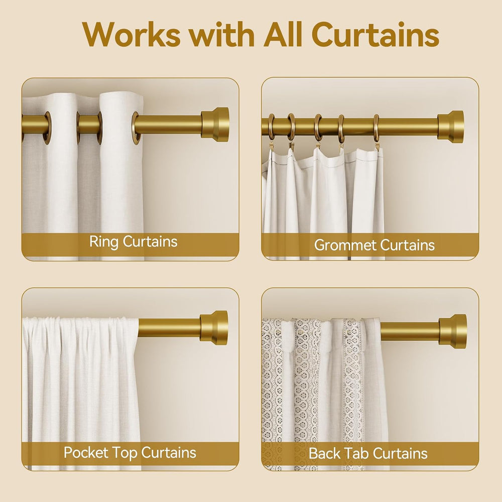 YaFex Curtain Rods 32-144 Inch, Heavy Duty 1 Inch Adjustable Curtain Rod for ...