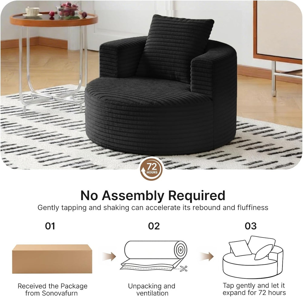 35.4'' Round Chaise Lounge Sofa Indoor Boneless Circle Chair