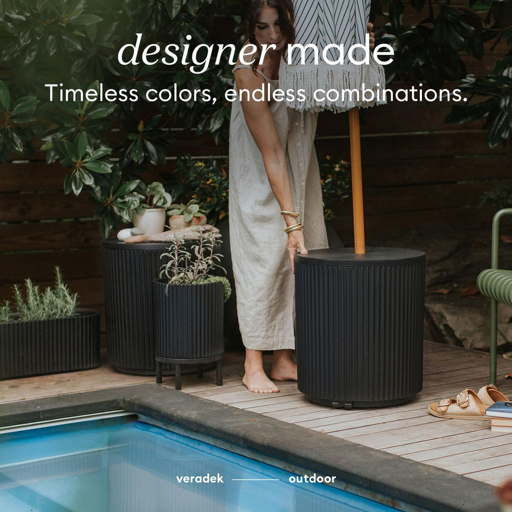 Veradek Umbrella Side Table - Outdoor Patio Table with Umbrella Hole
