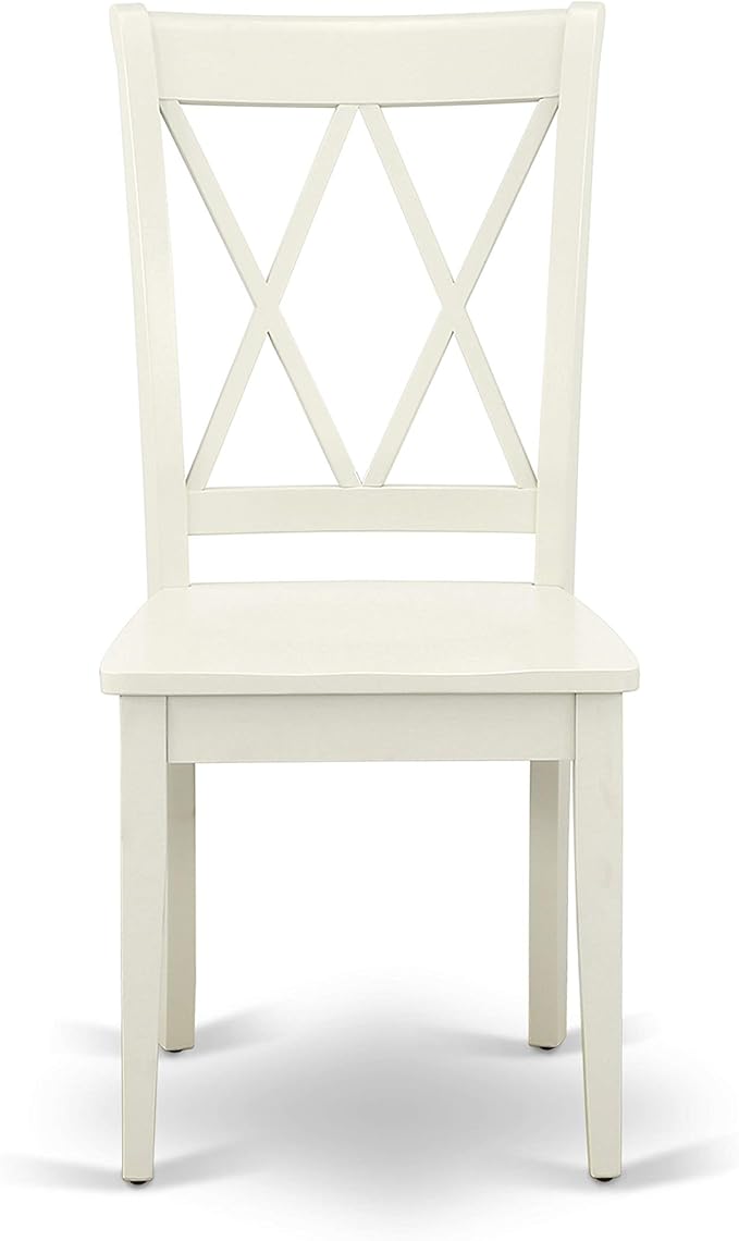 East West Furniture CLC-LWH-W Clarksville Dining Room Chairs - Double Cross B...