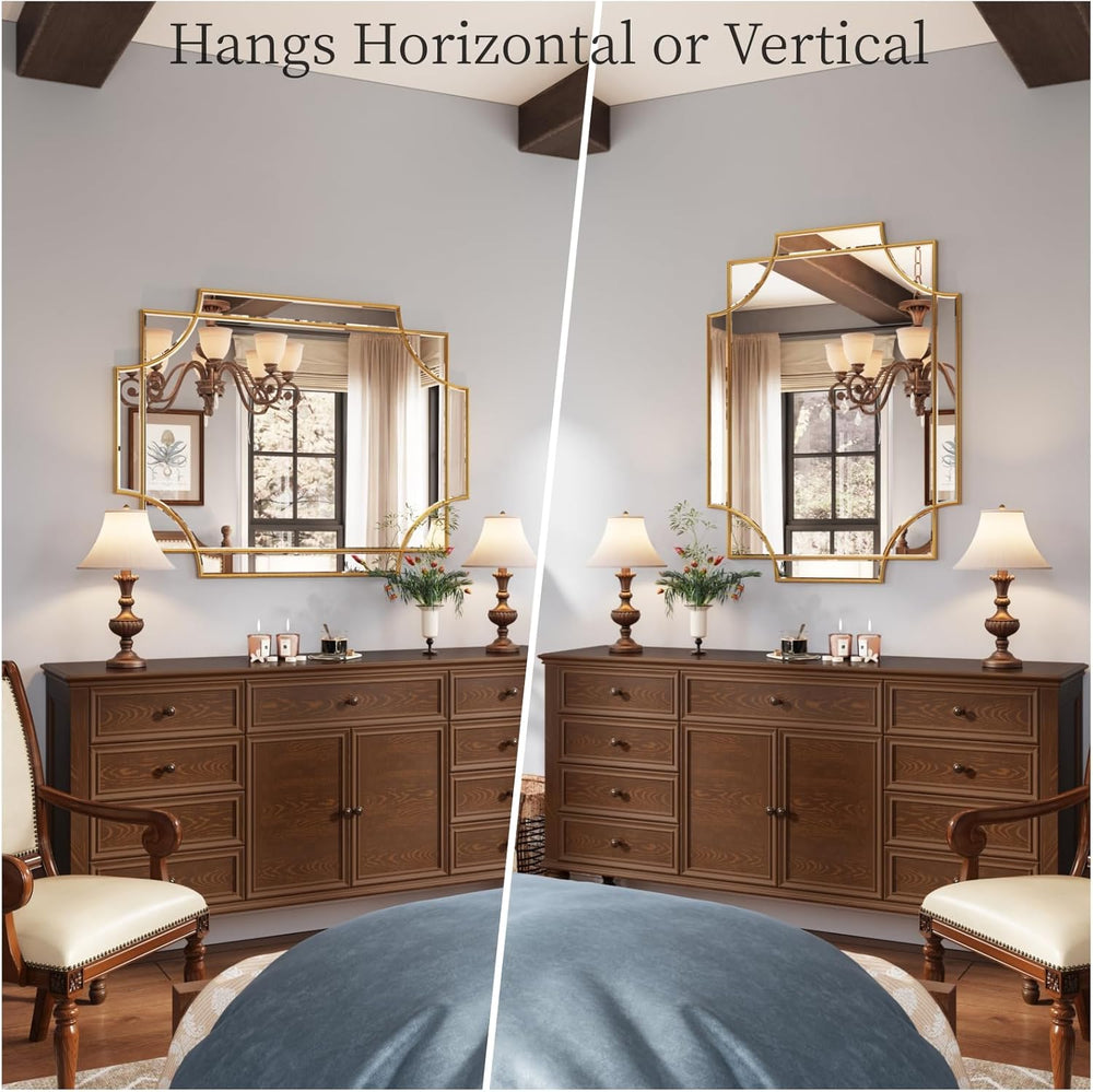 32"x48" Gold Foil Scalloped Edge Decorative Vanity Wall Mirror