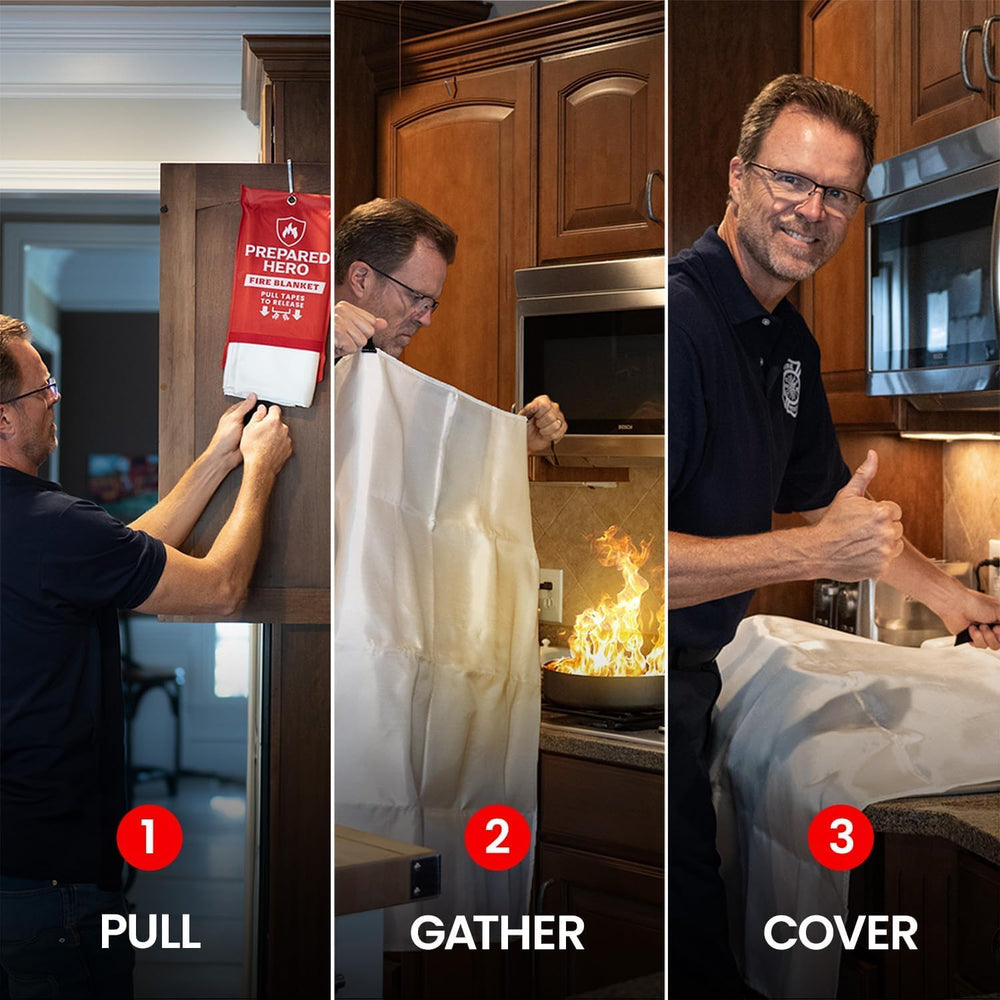 Prepared Hero Emergency Fire Blanket XL, Kitchen & Home, 47 x 71 in, 4 Pack