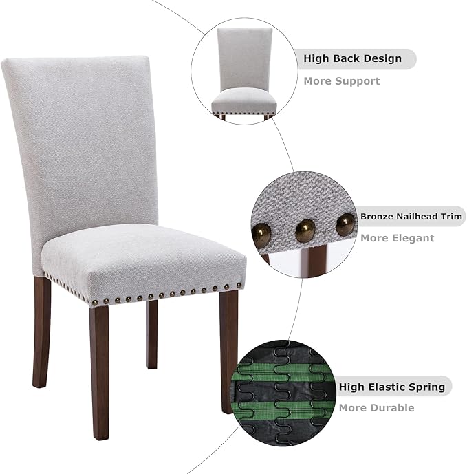 COLAMY Upholstered Parsons Dining Chairs Set of 4, Fabric Dining Room Kitchen...