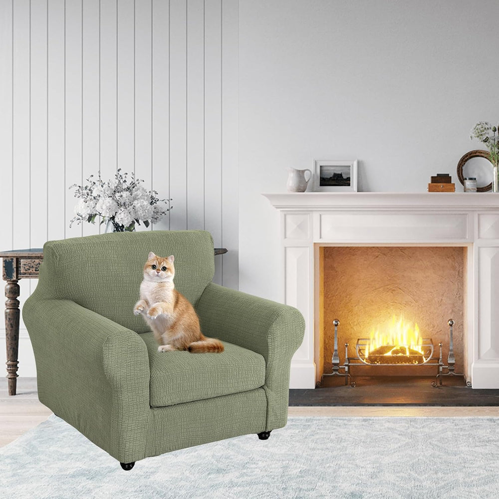 Sofa Cover Armchair Slipcover Chair Cover 2-Piece Couch Slipcover with Arms