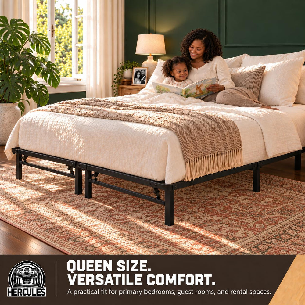 Hercules 14-Inch Heavy-Duty Metal Platform Bed Frame, Queen, Black