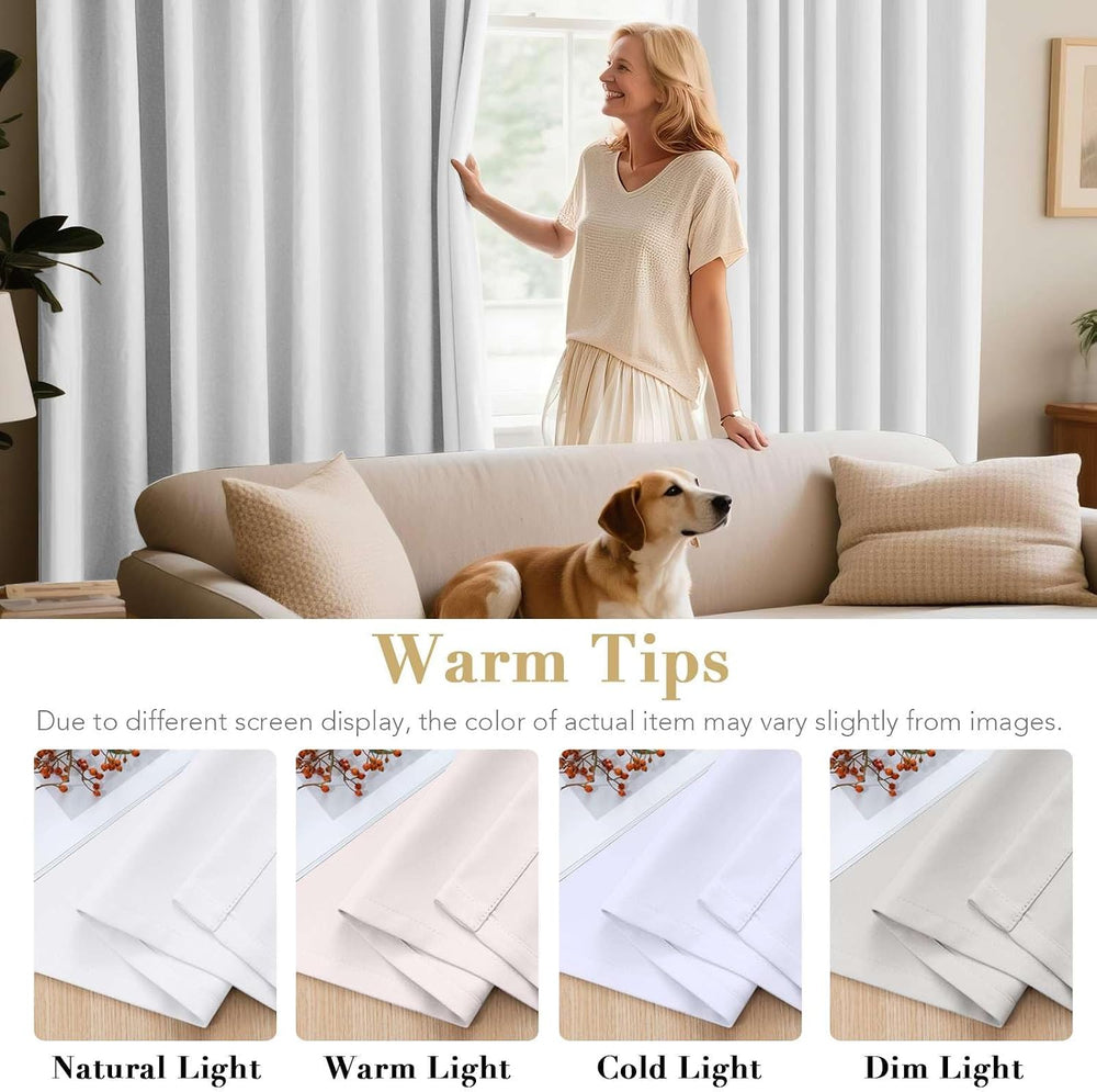H.VERSAILTEX White Curtains 96 inches Long Window Treatment Panels/Drapes for...