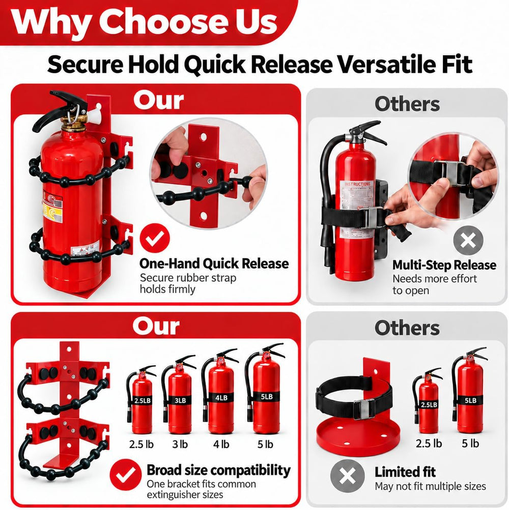 Fire Extinguisher Mount, Adjustable Bracket, 2.5-5 lb