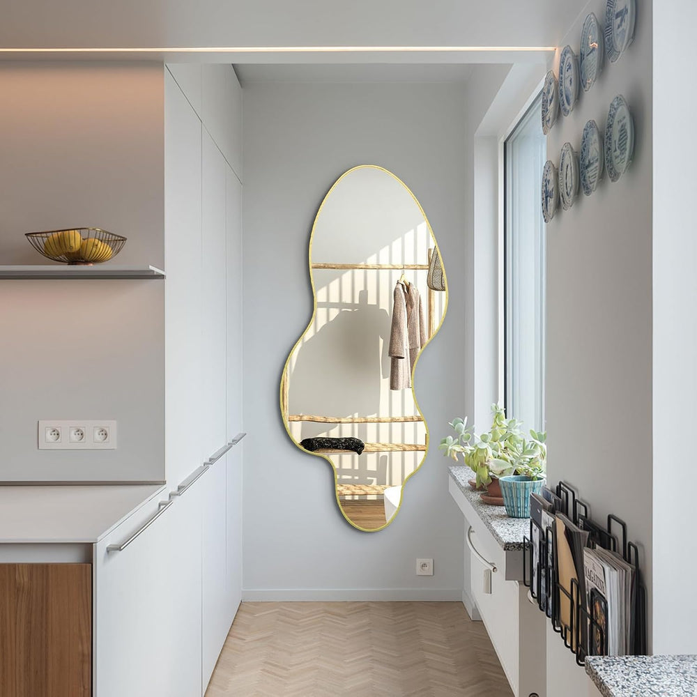 Irregular Wall Mirror, 55"x26" Asymmetrical Decorative Accent Mirro...