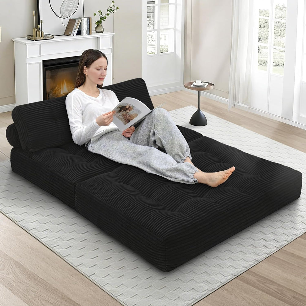 Folding Sofa Bed, Convertible Sleeper Chair with Pillow & Handle, Foldabl...