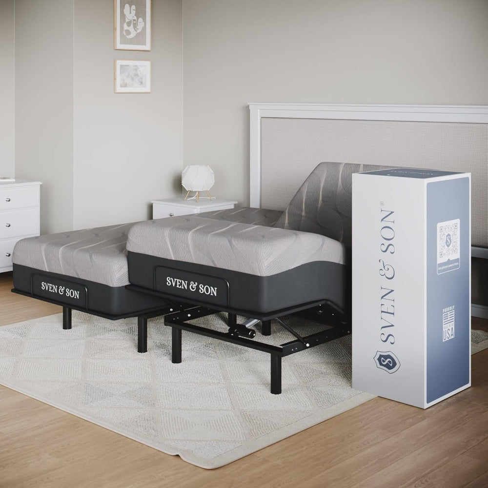 Sven & Son Essential Adjustable Bed Base (Frame) + 14 inch Hybrid Spring ...